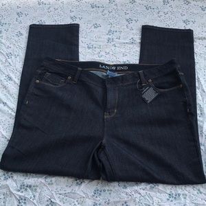 Lands' End Dark Wash High Rise Straight Leg Jeans